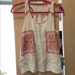 Sweet wanderer boho embroidered tank top